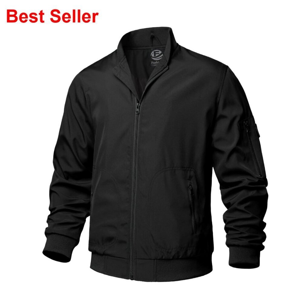 Lightweight Bomber Jacket Windbreaker Slim Fit Rib Trim